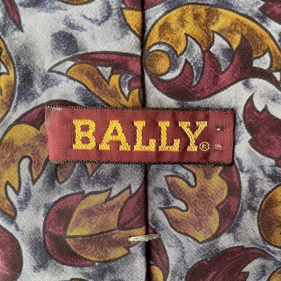 Bally Leaf Pattern Silk Tie - Picture 2 of 3
